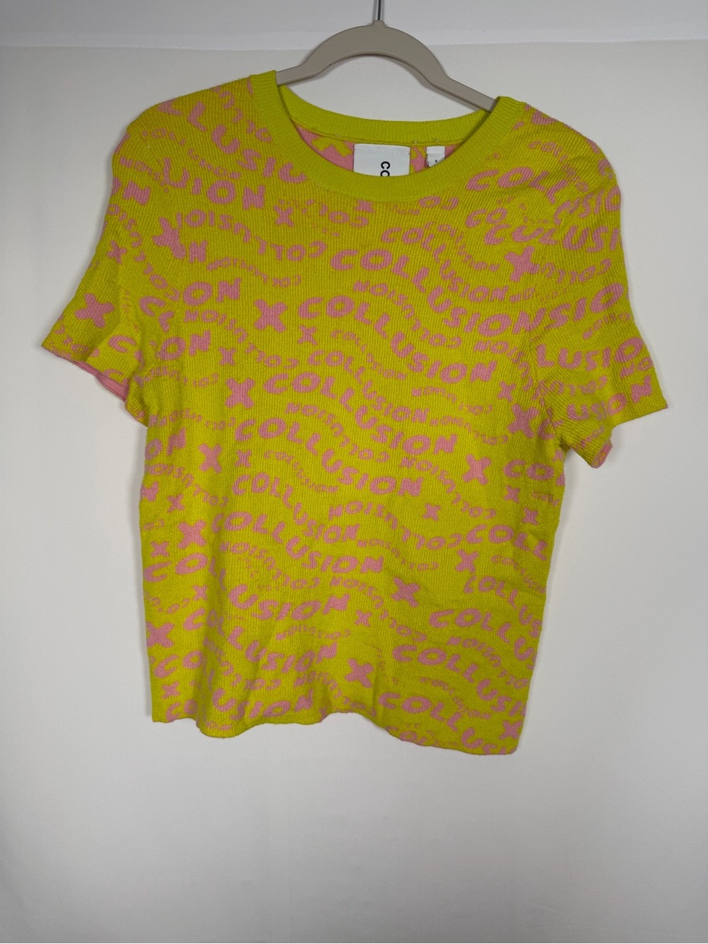 Collusion Yellow & Pink‎ Logo Knit Tee